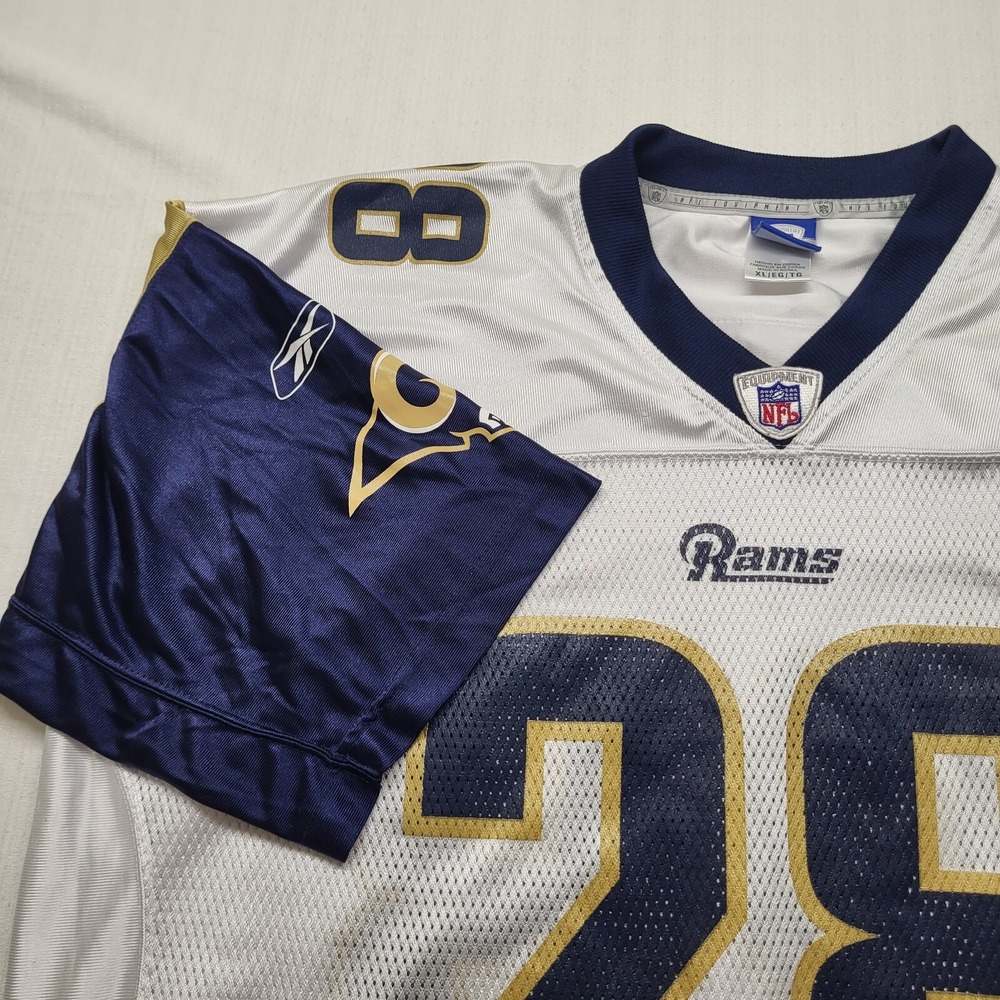 VTG Marshall Faulk Jersey Reebok St Louis Rams Football White NFL On Field Y2K - Picture 4 of 13